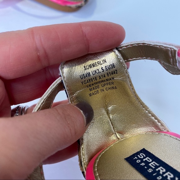 Sperry Summerlin Sandals Size 4M Neon Pink & Leopard Open Toe Ankle Strap - Picture 10 of 10